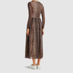 Pre Owned Ganni Animal Leopard Print Mesh Maxi Dress DK  40