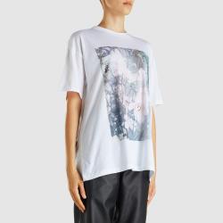 Pre Owned Ganni White Davis Flower Print Graphic T-shirt M/L