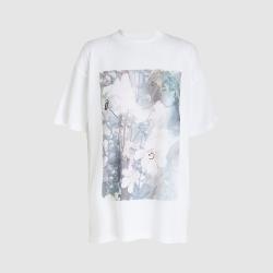 Pre Owned Ganni White Davis Flower Print Graphic T-shirt M/L