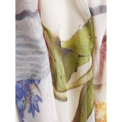 Pre Owned Ganni White Tilden Long Sleeve Floral Print Mesh Top DK 38