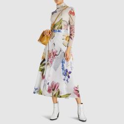 Pre Owned Ganni White Tilden Long Sleeve Floral Print Mesh Top DK 38