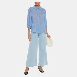 Pre Owned Ganni Viscose 3 Quarter Sleeves Top EU 34