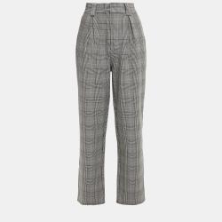 Grey Check Polyester Trousers