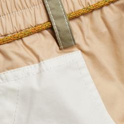 Ganni Beige/Green Cotton Wide Leg Pants L (EU 42)
