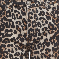 Ganni Brown Leopard Print Denim Trousers L Waist 31"