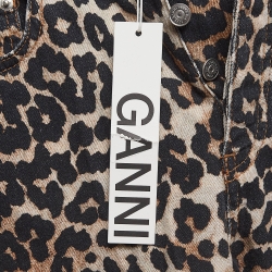 Ganni Brown Leopard Print Denim Trousers L Waist 31"