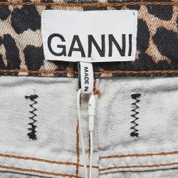 Ganni Brown Leopard Print Denim Trousers L Waist 31"