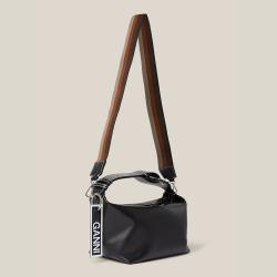 Pre Owned Ganni Black Leather Shoulder Bag