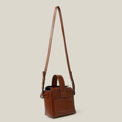 Pre Owned Ganni Brown Tortoiseshell Detail Top Handle Mini Bag