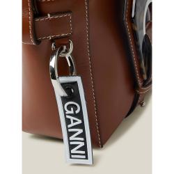 Pre Owned Ganni Brown Tortoiseshell Detail Top Handle Mini Bag
