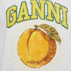 Pre Owned Ganni White Jersey Peach Print Relaxed T-Shirt M