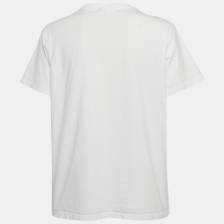 Pre Owned Ganni White Jersey Peach Print Relaxed T-Shirt M