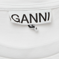 Pre Owned Ganni White Jersey Peach Print Relaxed T-Shirt M