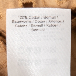 Pre Owned Ganni Tan Brown Cotton Eyelet Collared Midi Dress M