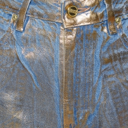 Ganni Gold Foiled Denim Stary High Waist Jeans M/Waist 30"