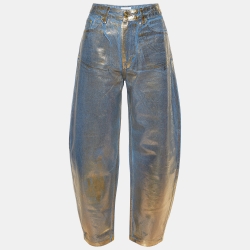 Ganni Gold Foiled Denim Stary High Waist Jeans M/Waist 30"