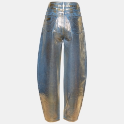 Ganni Gold Foiled Denim Stary High Waist Jeans M/Waist 30"