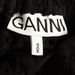 Ganni Black Cotton Broderie Anglaise Asymmetric Midi Skirt S
