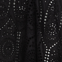 Ganni Black Cotton Broderie Anglaise Asymmetric Midi Skirt S