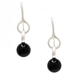 Georg Jensen Sterling Silver Onyx Sphere Drop Earrings