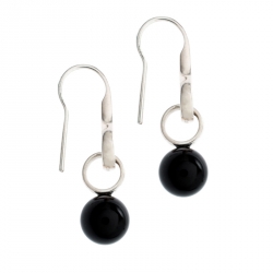 Georg Jensen Sterling Silver Onyx Sphere Drop Earrings