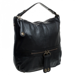 Gerard Darel Black Leather Midday Midnight Hobo 