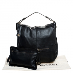 Gerard Darel Black Leather Midday Midnight Hobo 