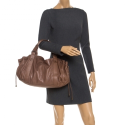 Gerard Darel Light Brown Leather 24 Hour Drawstring Hobo