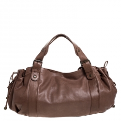 Gerard Darel Light Brown Leather 24 Hour Drawstring Hobo