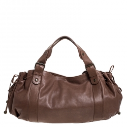 Gerard Darel Light Brown Leather 24 Hour Drawstring Hobo
