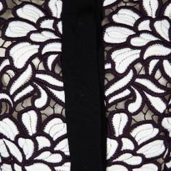 Pre Owned Giambattista Valli Black Printed Silk Georgette Floral Embroidered Ruffled Dress XL