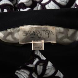 Pre Owned Giambattista Valli Black Printed Silk Georgette Floral Embroidered Ruffled Dress XL