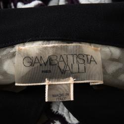 Giambattista Valli Black Printed Silk Georgette Floral Embroidered Ruffled Dress XL