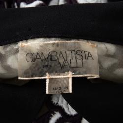 Pre Owned فستان جيامباتيستا فالي حرير جورجيت مطبوع تطريز زهور مكشكش أسود L