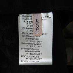 Pre Owned فستان جيامباتيستا فالي حرير جورجيت مطبوع تطريز زهور مكشكش أسود L