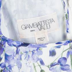 مملوكة مسبقًا Giambattista Valli White Floral Print Silk Long Sleeve Blouse XL