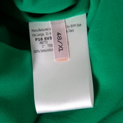 Pre Owned Giambattista Valli Kelly Green Silk Ruffled Tiered Sleeve Evening Gown XL