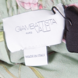 مملوكة مسبقًا Giambattista Valli Fern Green Floral Printed Silk Cape Style Gown L