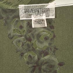 Pre Owned Giambattista Valli Green Floral Printed Silk Sleeveless Top M