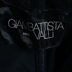 Giambattista Valli Black Crepe Silk Tulle Ruffled Bodice Strapless Gown XS
