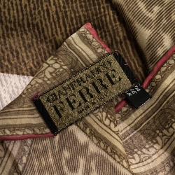 Pre Owned Gianfranco Ferre Brown Abstract Printed Silk Scarf