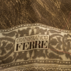 Pre Owned Gianfranco Ferre Brown Abstract Printed Silk Scarf