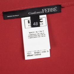 Gianfranco Ferre Red Ruched Draped Long Sleeve Dress L