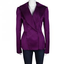 Gianfranco Ferre Purple Satin Tailored Blazer M