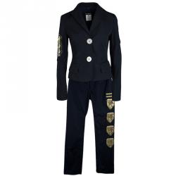 GF Ferre Navy Blue Logo Patchwork Detail Pants and Jacket Set S