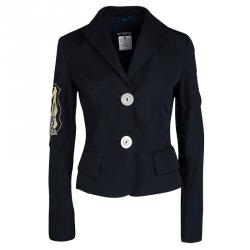 GF Ferre Navy Blue Logo Patchwork Detail Pants and Jacket Set S