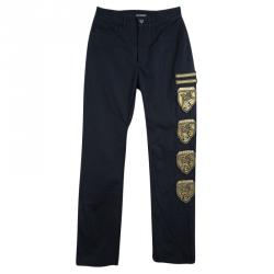 GF Ferre Navy Blue Logo Patchwork Detail Pants and Jacket Set S