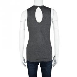 Gianfranco Ferre Sequin Embellished Sheer Front Sleeveless Tank Top S