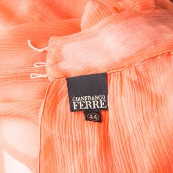 Gianfranco Ferre Orange Sequin Embellished Sheer Silk Blouse M