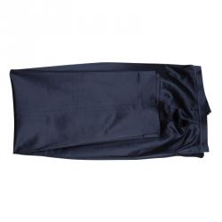 Pre Owned Gianfranco Ferre Vintage Navy Blue Silk Long Coat and Trousers Set M